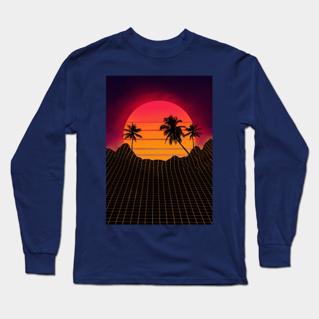 retrowave 80s art style Long Sleeve T-Shirt by godansz